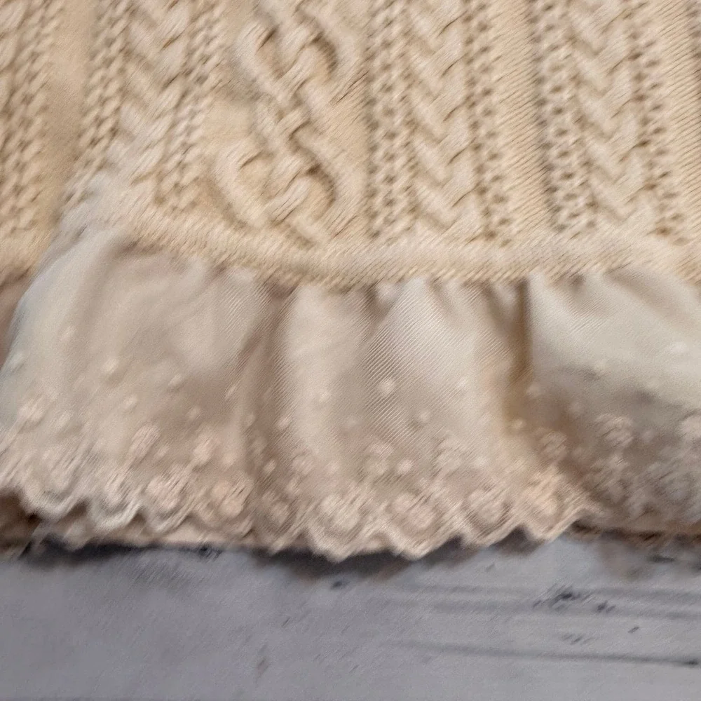 Hanna Andersson girls off‎ white cotton merino wool sweater dress size 140/10